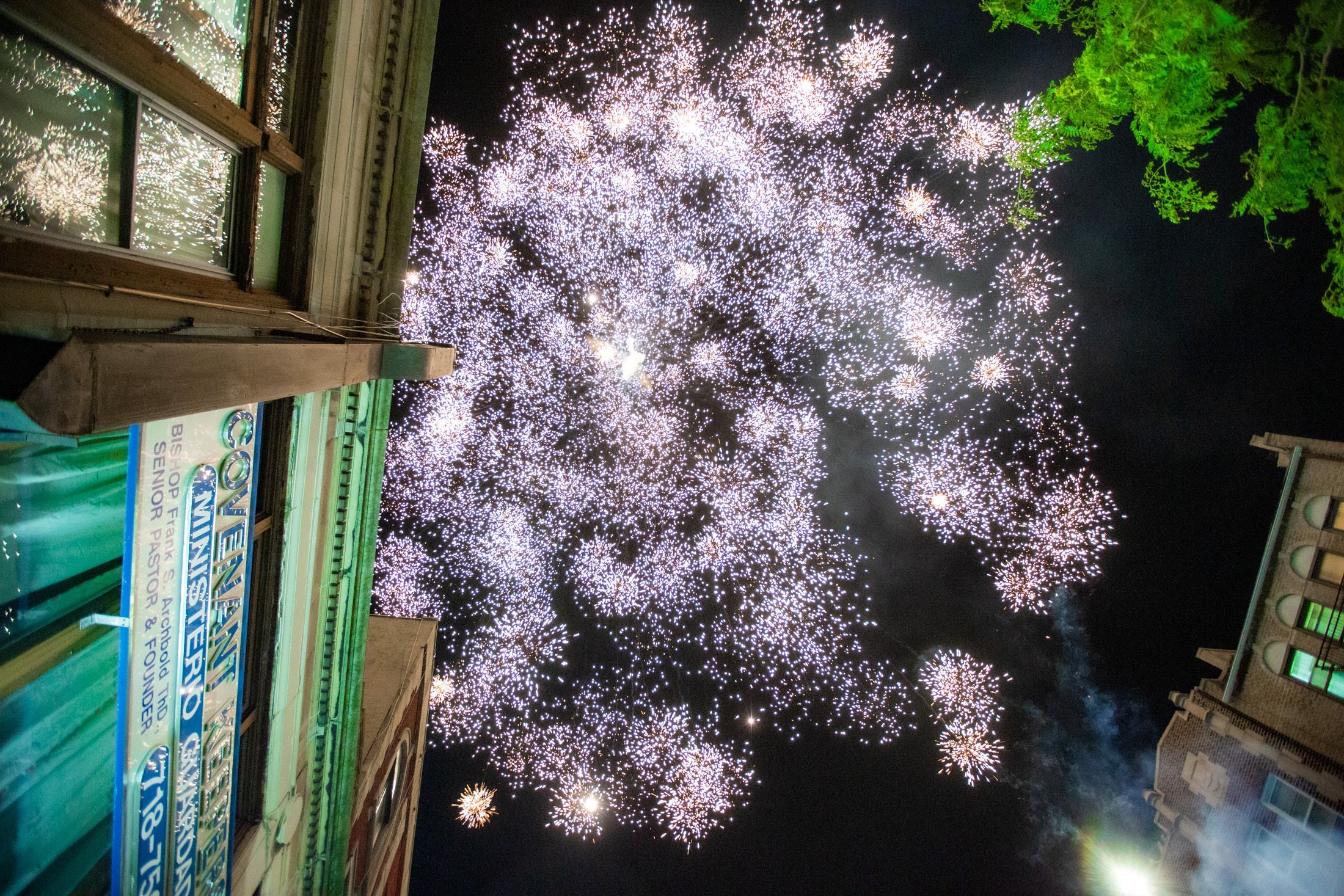 Fireworks over the city.