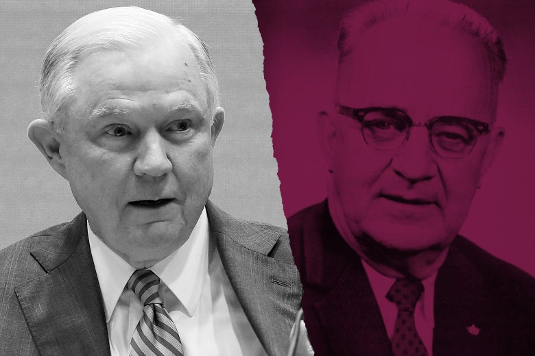 A photo illustration of Jeff Sessions and Bull Connor.