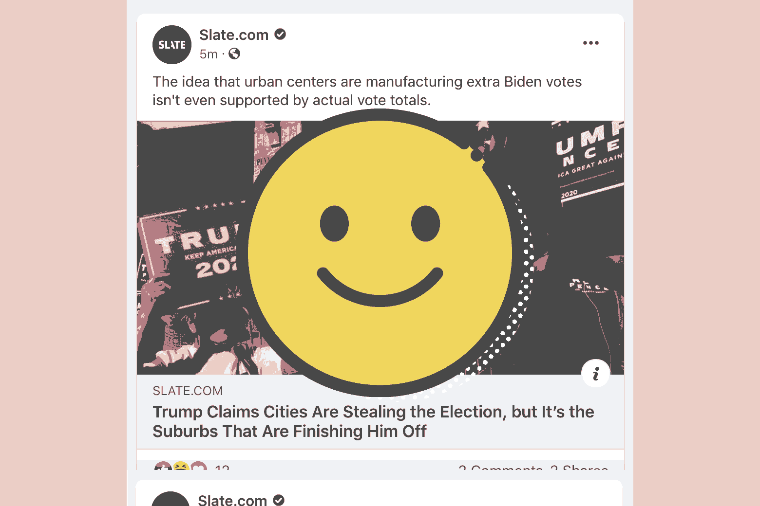 A smiley face in front of scrolling text.