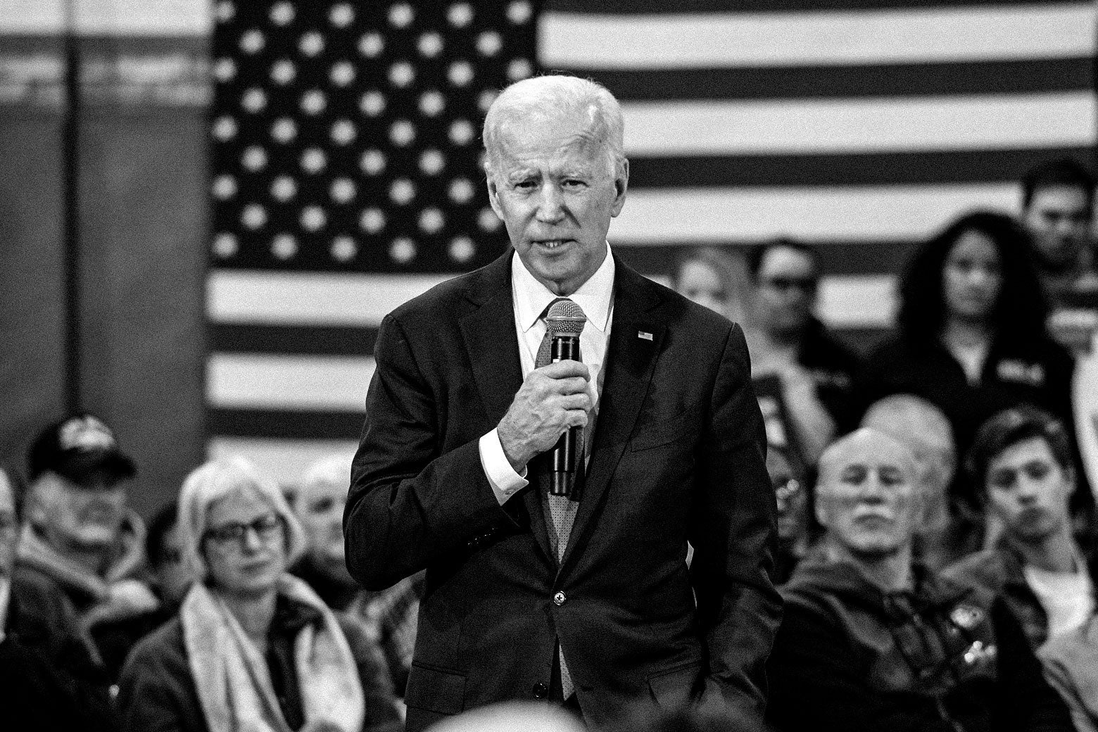 Joe Biden speaks during a town hall.