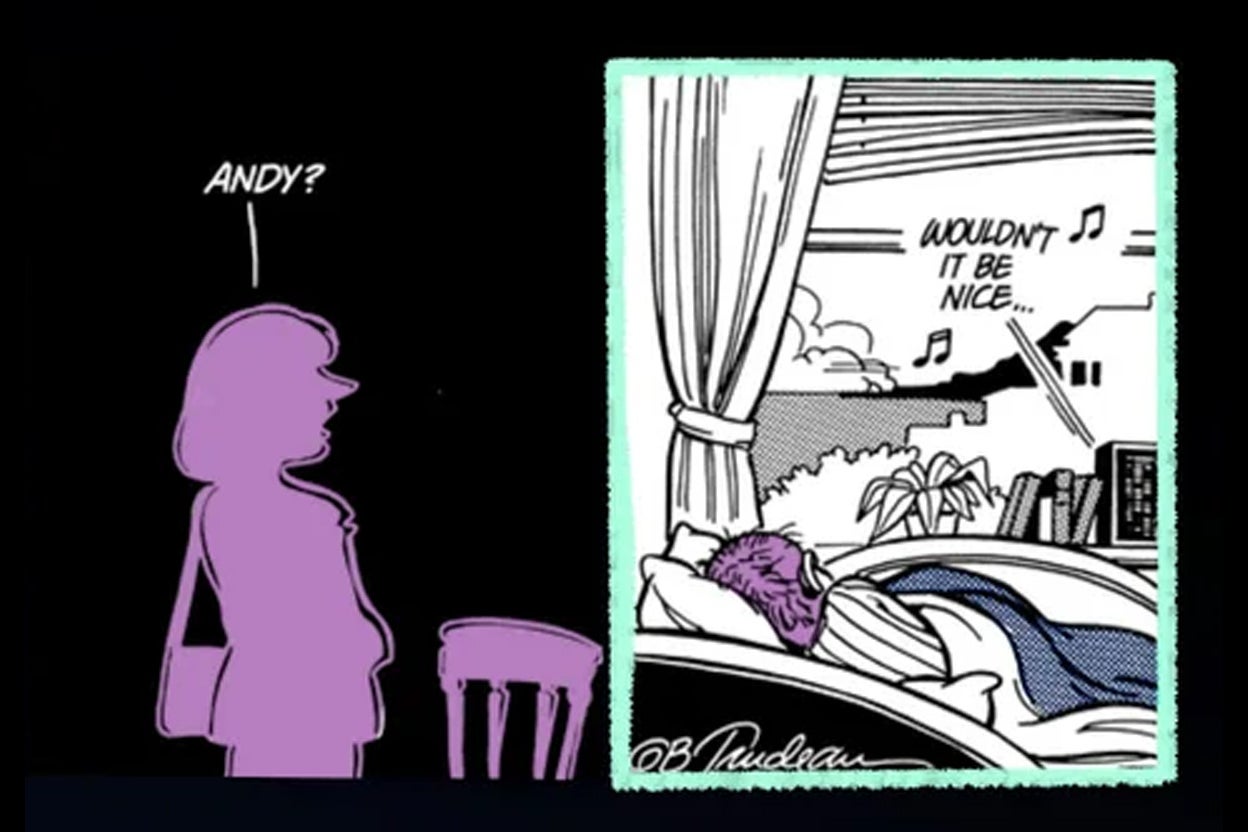 The Doonesbury strip of Andy Lippincott's death