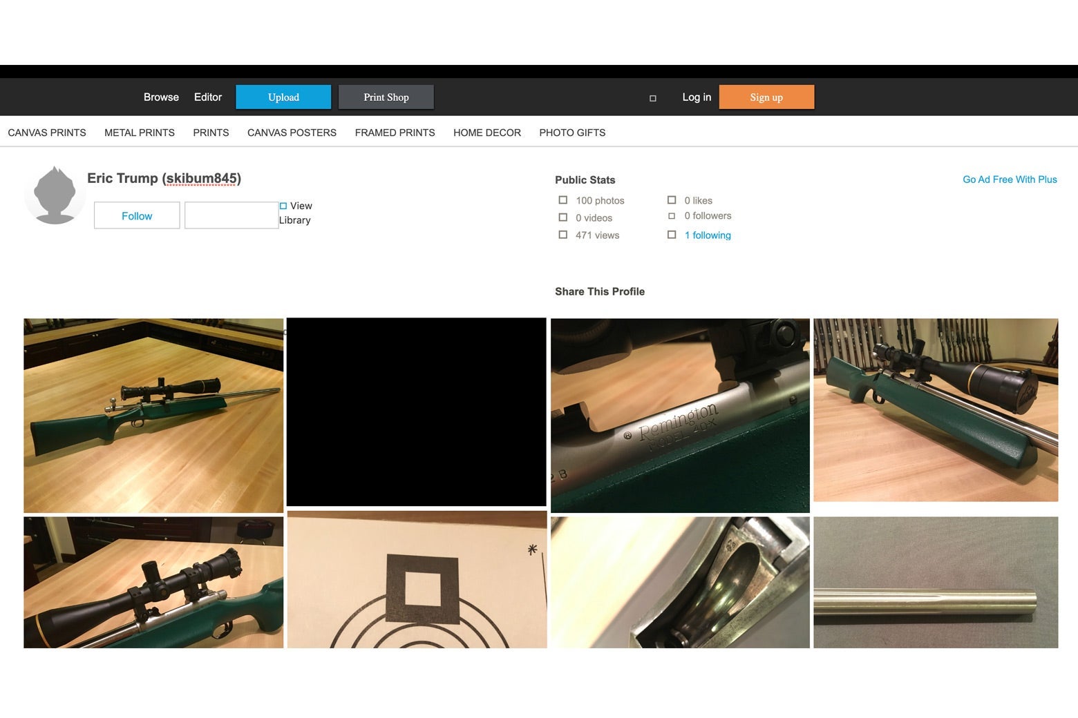 Skibum845's Photobucket page as it appeared on Oct. 22, 2016.