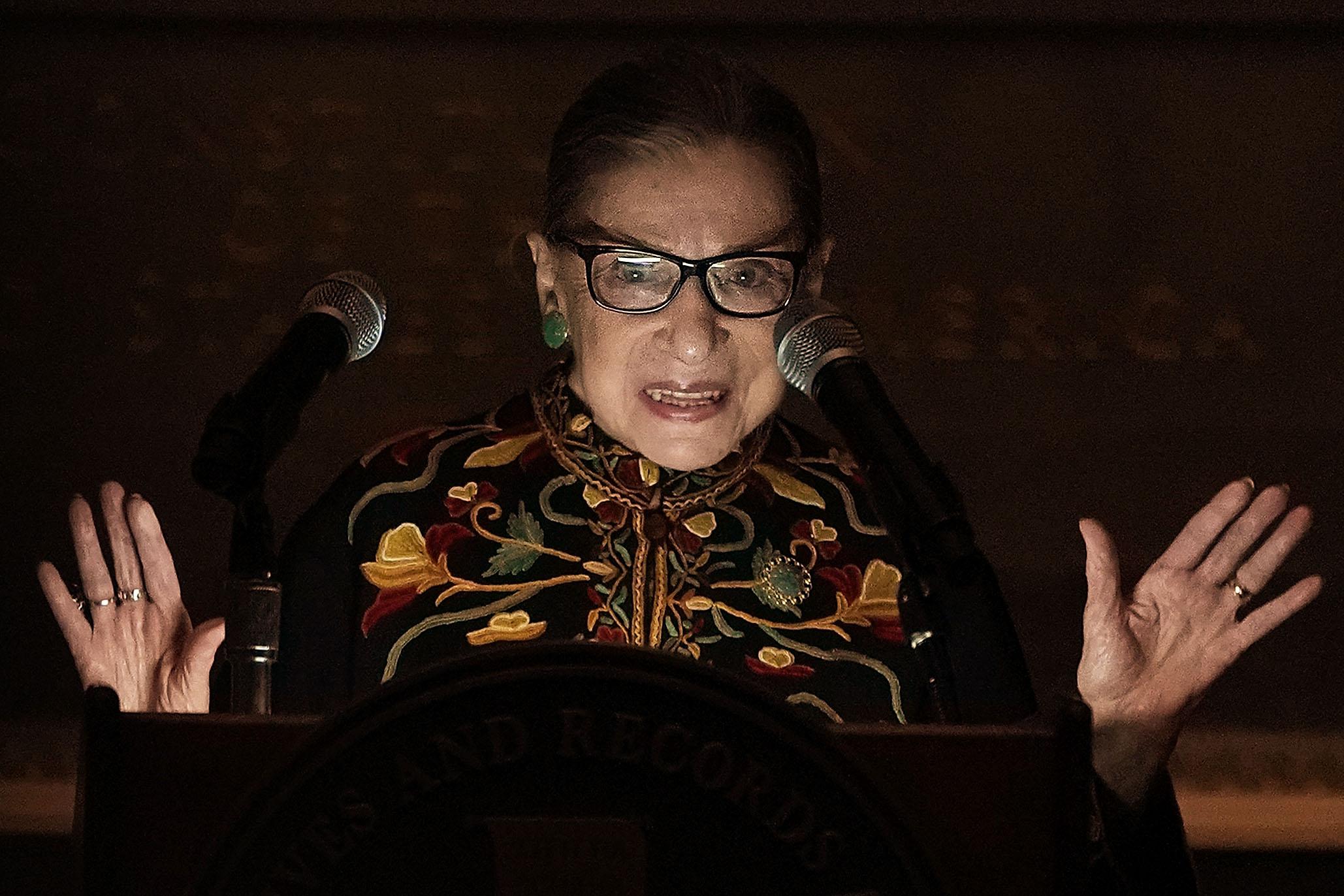 Supreme Court Justice Ruth Bader Ginsburg speaks during a naturalization ceremony at the Rotunda of the National Archives December 14, 2018 in Washington, D.C. 
