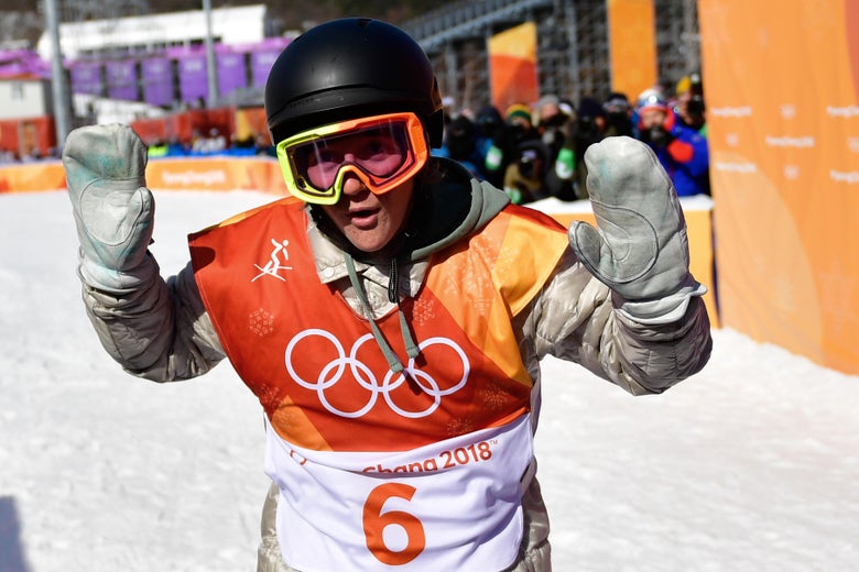 US Redmond Gerard celebrates after winning the men's snowboard slopestyle final at the Phoenix Park during the Pyeongchang 2018 Winter Olympic Games on February 11, 2018 in Pyeongchang.  / AFP PHOTO / Martin BUREAU        (Photo credit should read MARTIN BUREAU/AFP/Getty Images)