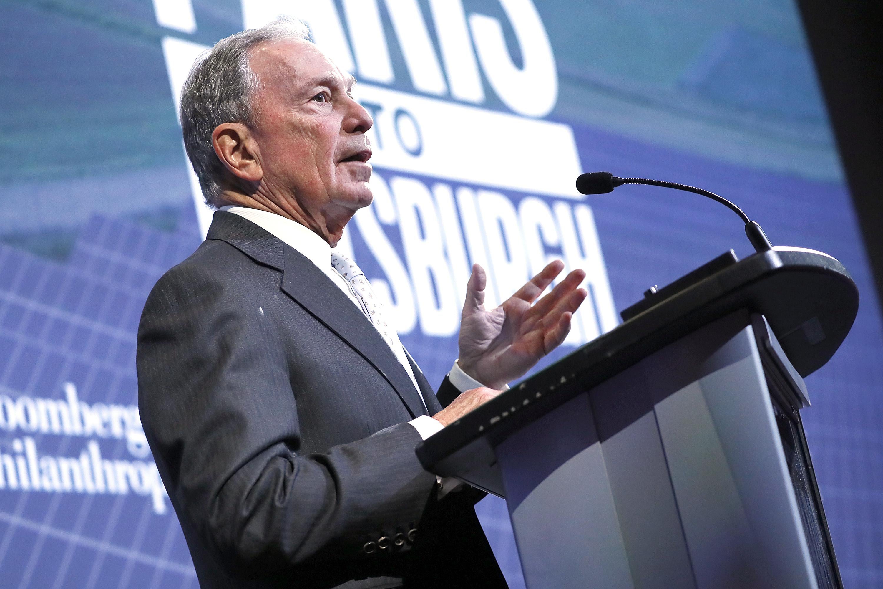 Michael Bloomberg speaks at a film screening hosted by Bloomberg Philanthropies and National Geographic.