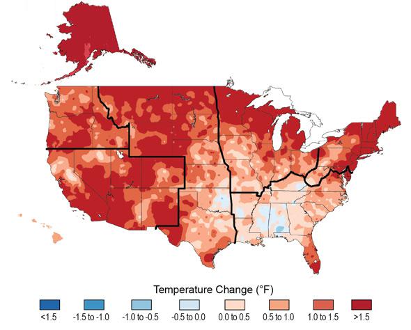 temperature changes in the US