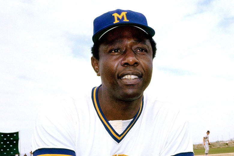 Aaron smiles in his Brewers uniform