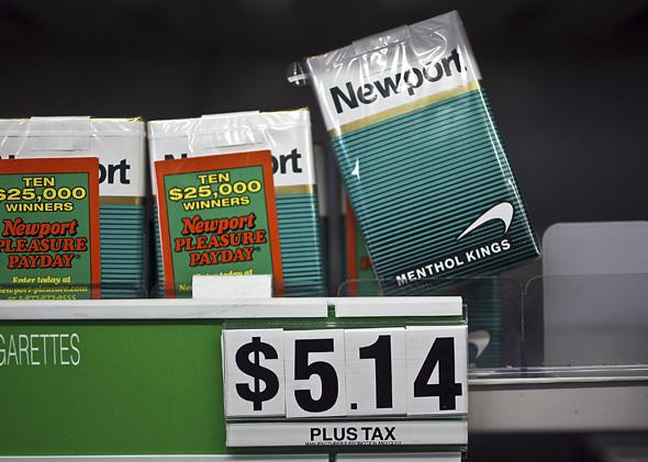 Menthol cigarettes are seen for sale
