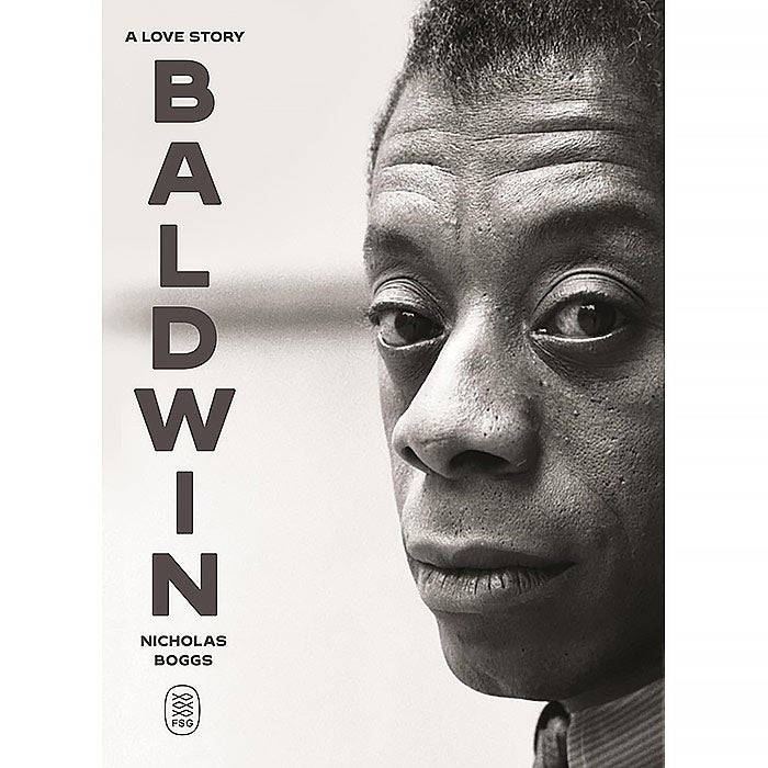A close-up of James Baldwin.