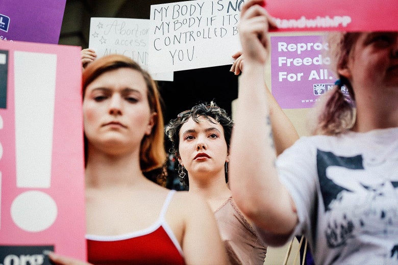 Women protest Georgia's anti-abortion "heartbeat" bill at the Georgia State Capitol in Atlanta on May 7.