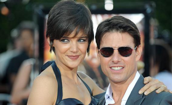 Tom Cruise and Katie Holmes arrive at the Los Angeles premiere of Dreamworks' 'Tropic Thunder' in Los Angeles California on Aug 11, 2008. 