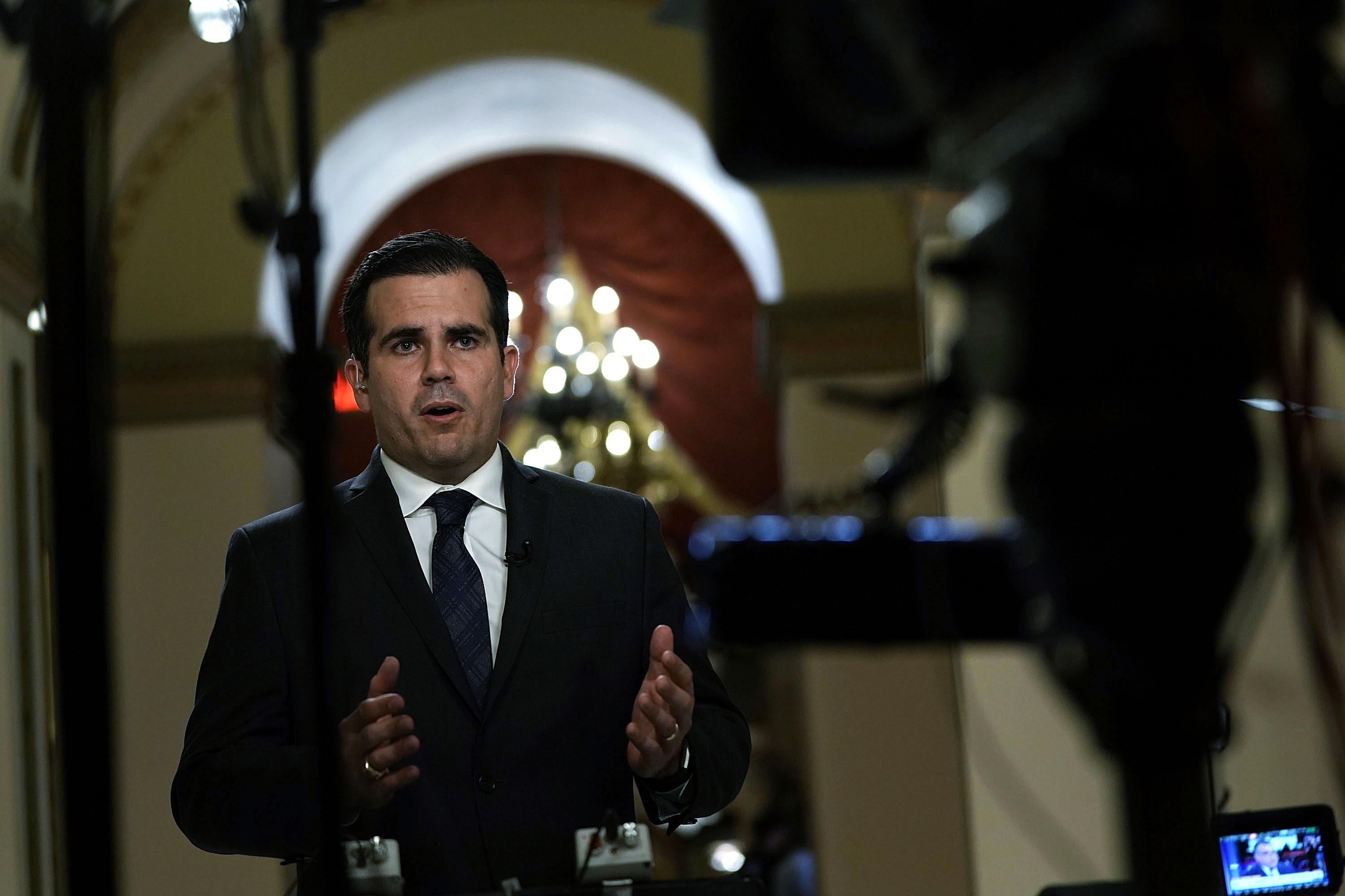 Ricardo Rosselló is interviewed for television.