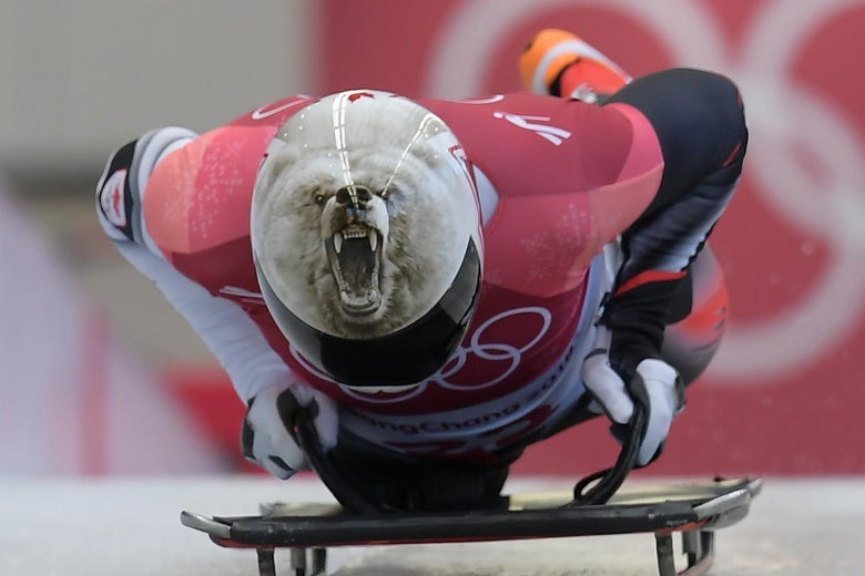 Canada's Barrett Martineau competes in the mens's skeleton heat 1 during the Pyeongchang 2018 Winter Olympic Games, at the Olympic Sliding Centre on February 15, 2018 in Pyeongchang.  / AFP PHOTO / MOHD RASFAN        (Photo credit should read MOHD RASFAN/AFP/Getty Images)