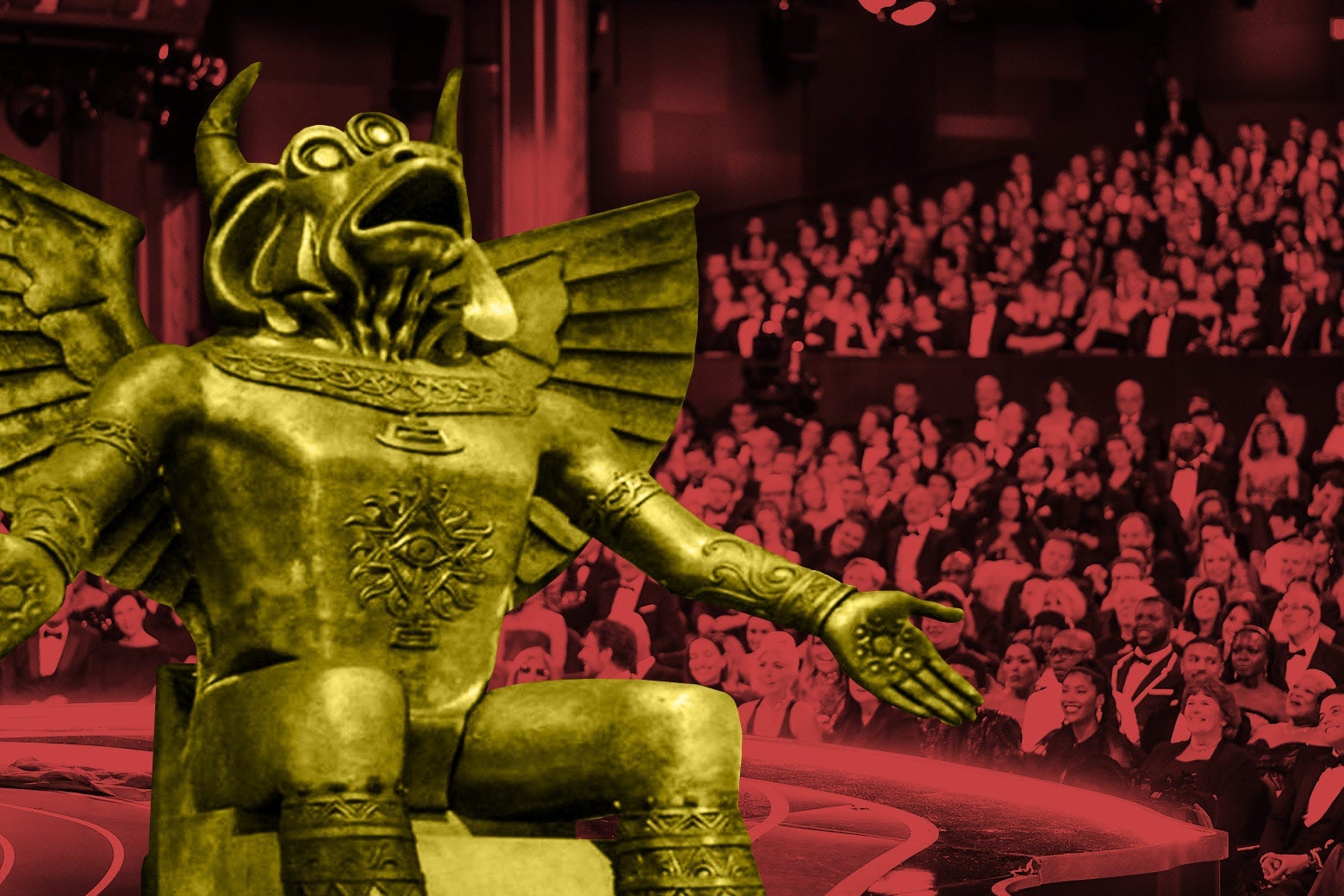 Moloch sits onstage at the Oscars.