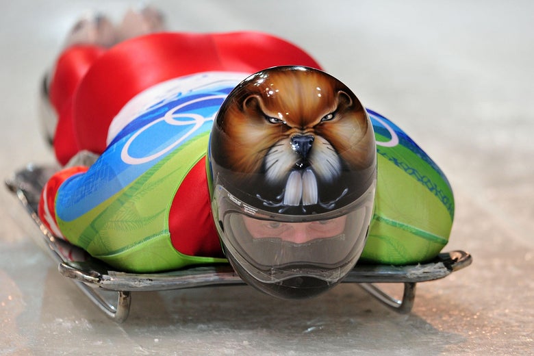 WHISTLER, BC - FEBRUARY 18: Jeff Pain of Canada competes in the men's skeleton run 1 on day 7 of the 2010 Vancouver Winter Olympics at The Whistler Sliding Centre on February 18, 2010 in Whistler, Canada. (Photo by Clive Mason/Getty Images)