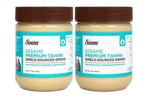 Two jars of Soom tahini.