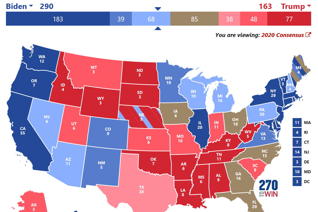 Electoral map from 270toWin.com
