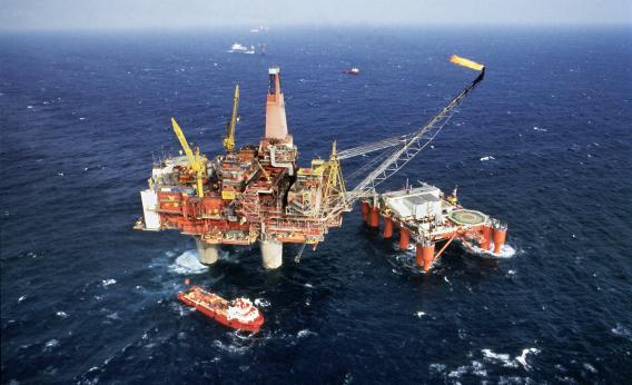 A drilling rig in the North Sea.