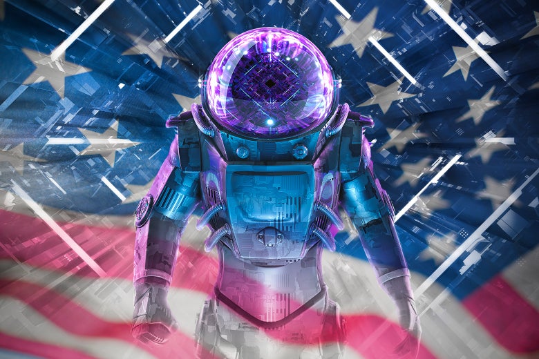 A patriotic Space Force trooper.