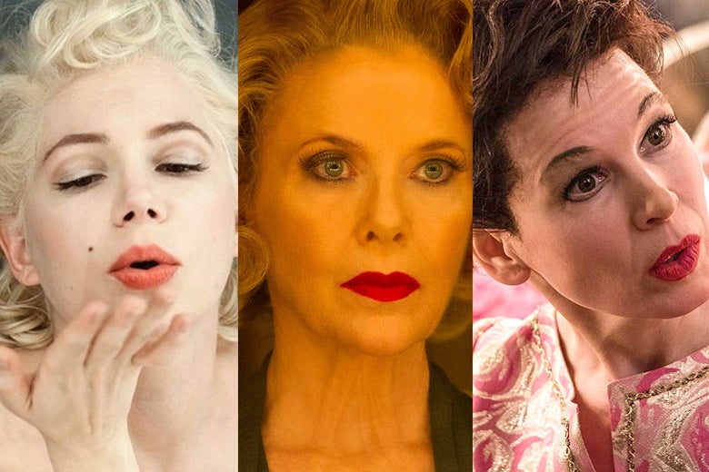 Michelle Williams in My Week With Marilyn, Annette Bening in Film Stars Don’t Die in Liverpool, and Renée Zellweger in Judy.