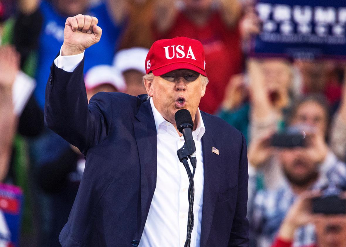 President-elect Donald Trump speaks during a thank you rally in Ladd-Peebles Stadium on December 17, 2016 in Mobile, Alabama.
