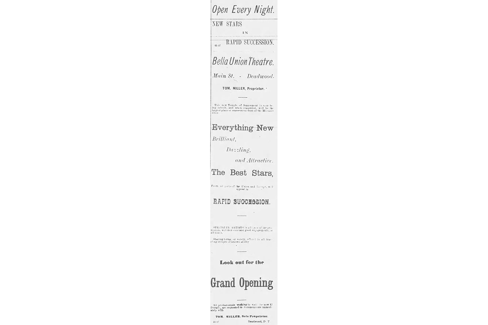 A very long column ad about the Bella Union.