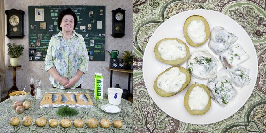 Delicatessen witInara Runtule, 68 years old – Kekava, Latvia  – Silke  (herring with potatoes and cottage cheese) h love Inara Runtule, 68 years old – Kekava, Latvia