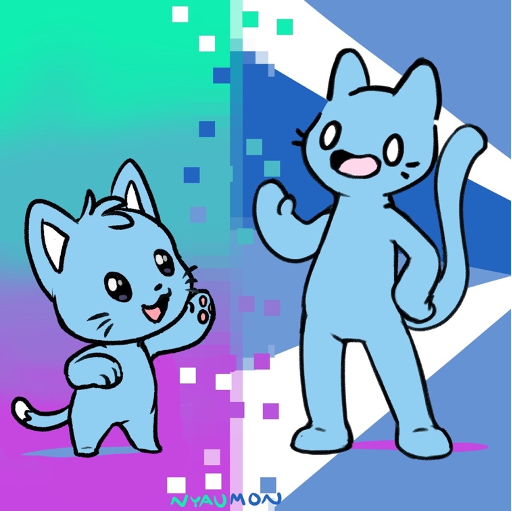 New art of two blue cartoon cats by Nyaumon.