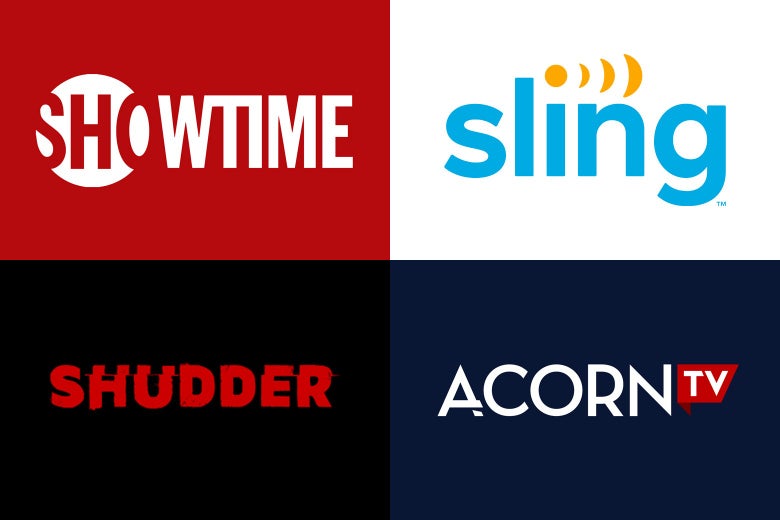 Screengrabs from Showtime, Sling TV, Shudder, and Acorn TV.
