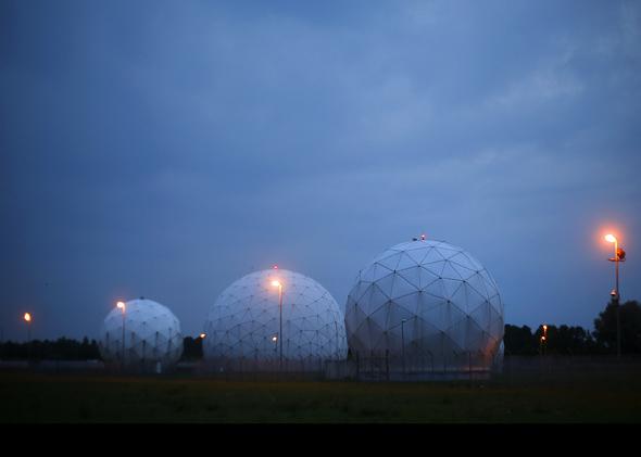 A general view of the large former monitoring base of the U.S. intelligence organization National Security Agency (NSA) during break of dawn in Bad Aibling south of Munich.