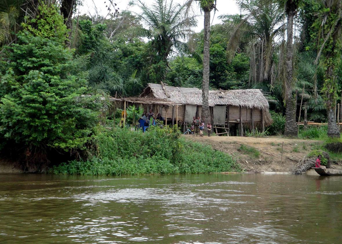 A village on the bank of the Congo River, DRC, March 30, 2015.