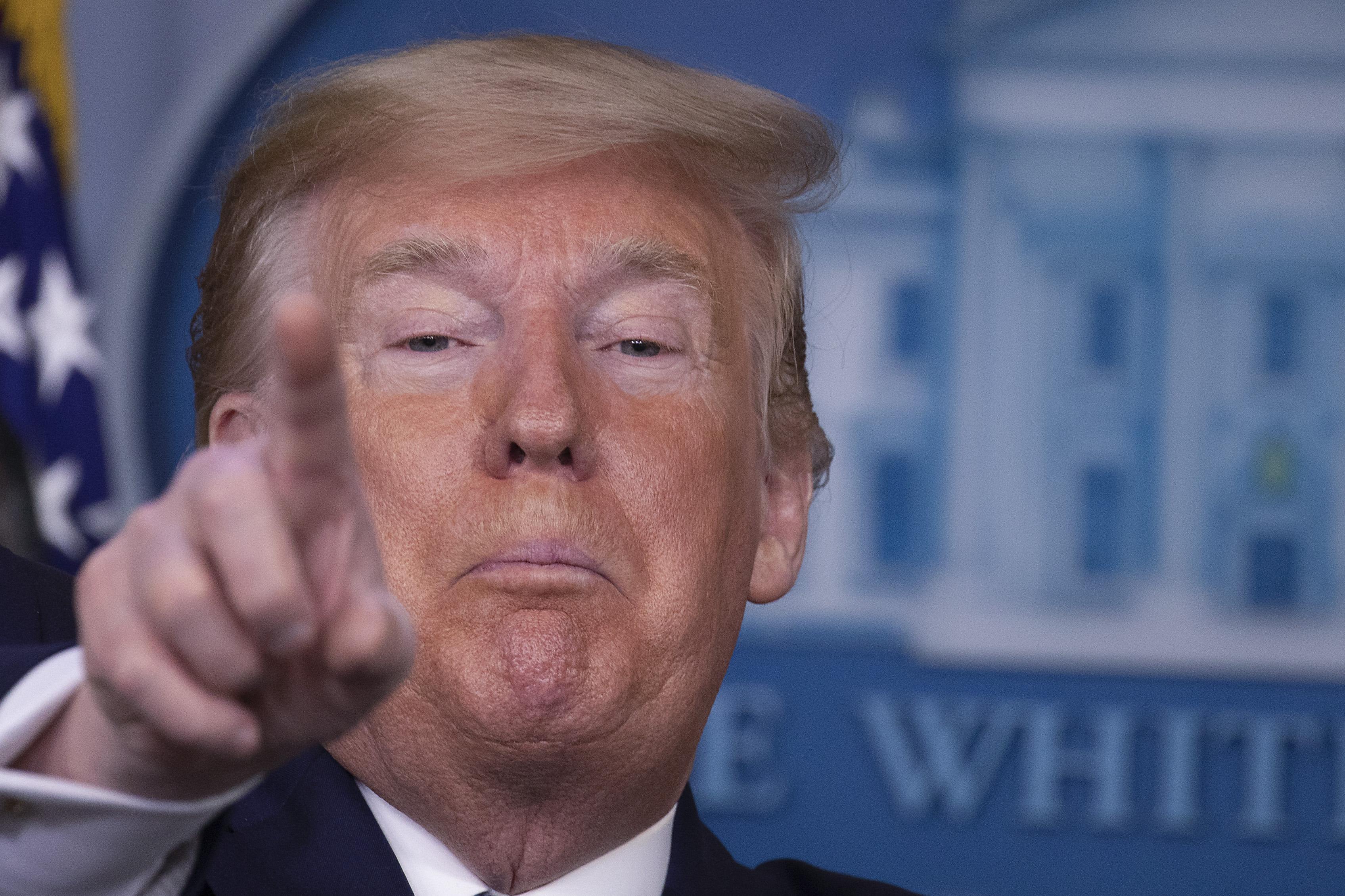 President Donald Trump takes questions during a briefing in the James Brady Press Briefing Room at the White House on March 21, 2020 in Washington, D.C.
