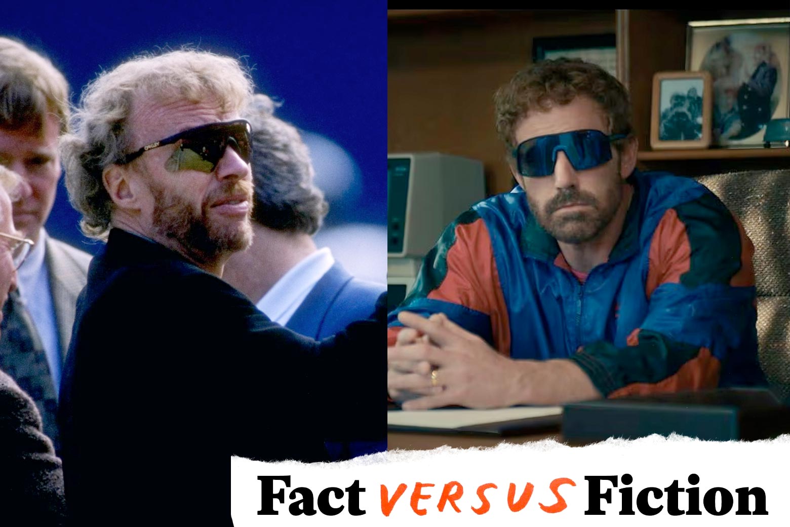 The real Phil Knight and Ben Affleck as Phil Knight. 