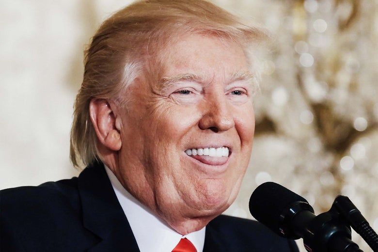 Donald Trump smiles during a news conference announcing Alexander Acosta as the new Labor Secretary nominee in the East Room at the White House on February 16, 2017 in Washington, DC. 