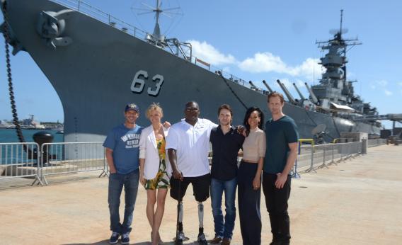 The USS Missouri and the stars of Battleship