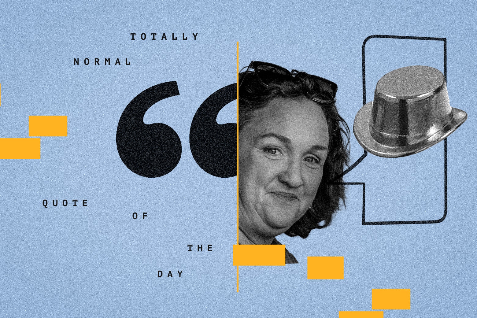 Katie Porter peeks out from the Totally Normal Quote of the Day logo.