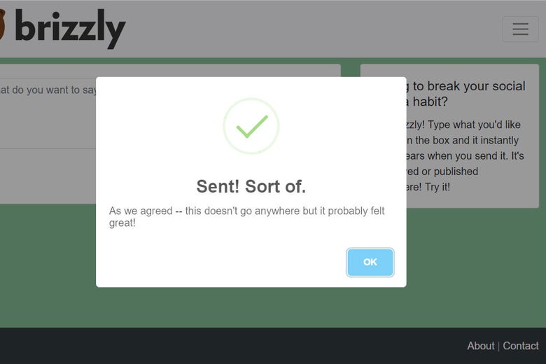 A screenshot of what Brizzly.com after you've "sent" a post.