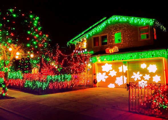 Christmas display with traditional christmas lights