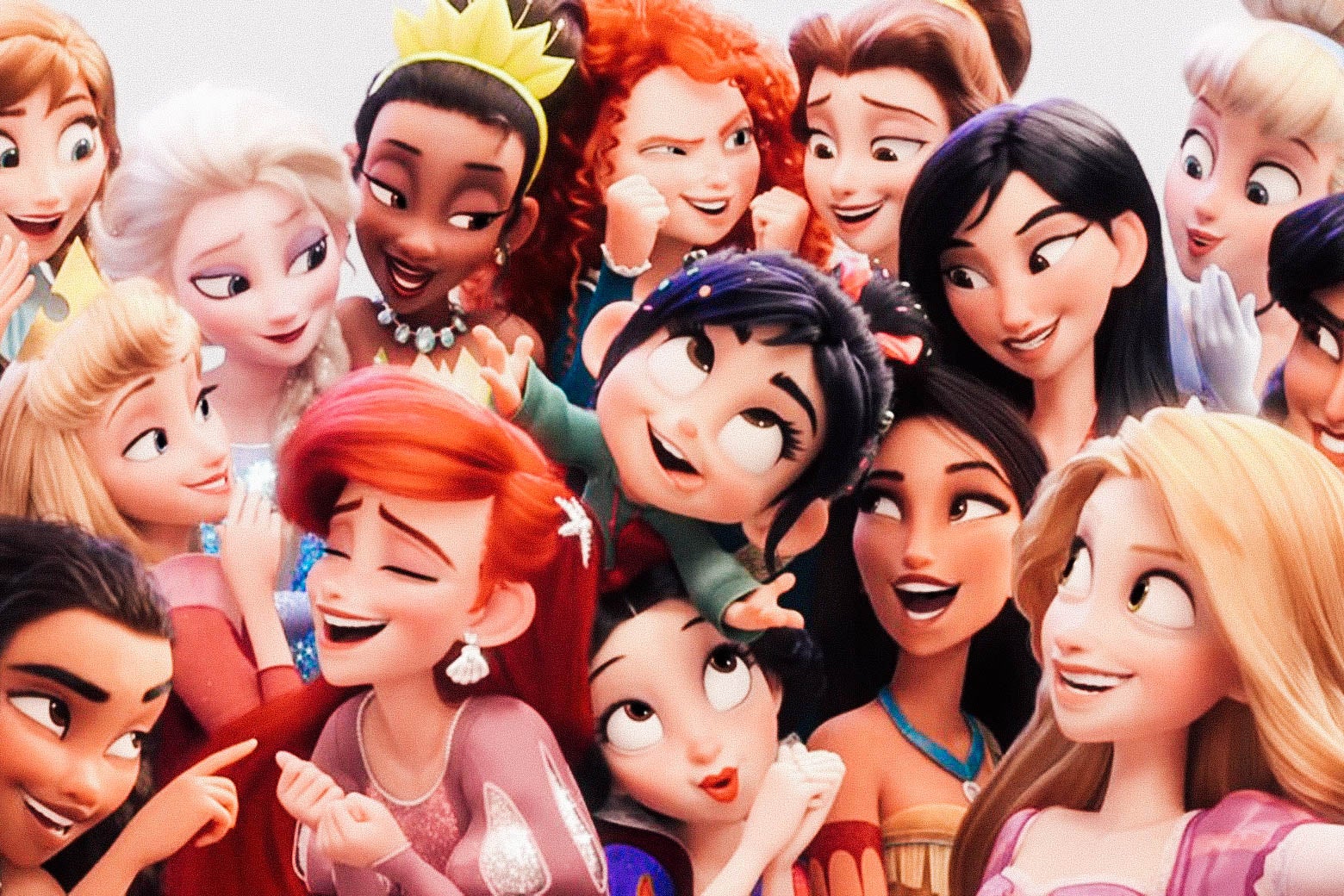 Vanellope and the Disney princesses from Ralph Breaks the Internet.