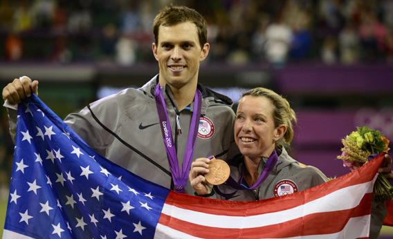 Lisa Raymond and Mike Bryan Displaying their bronze medals.