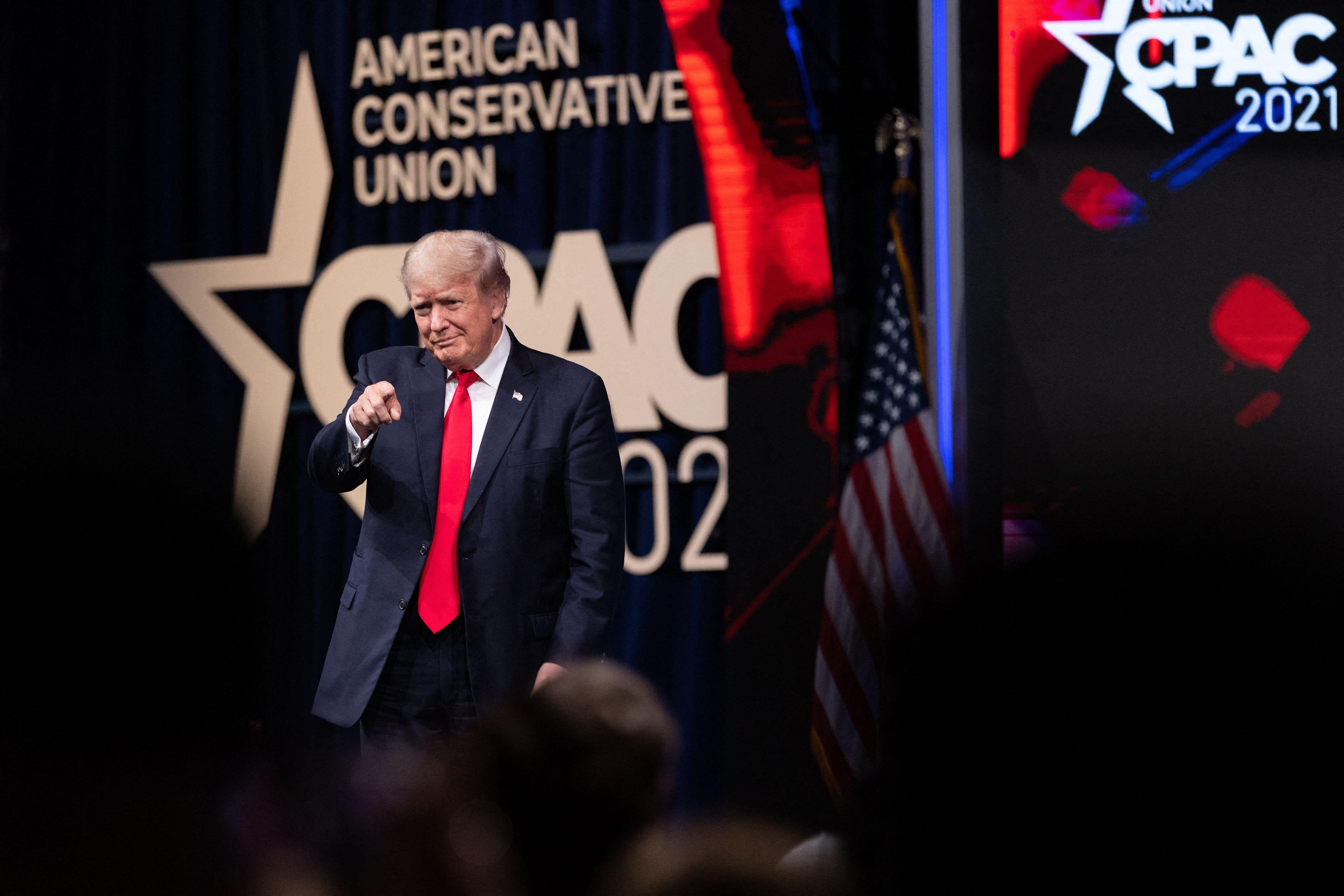 Former President Donald Trump walks on stage before speaking at the Conservative Political Action Conference (CPAC) in Dallas, Texas on July 11, 2021. 
