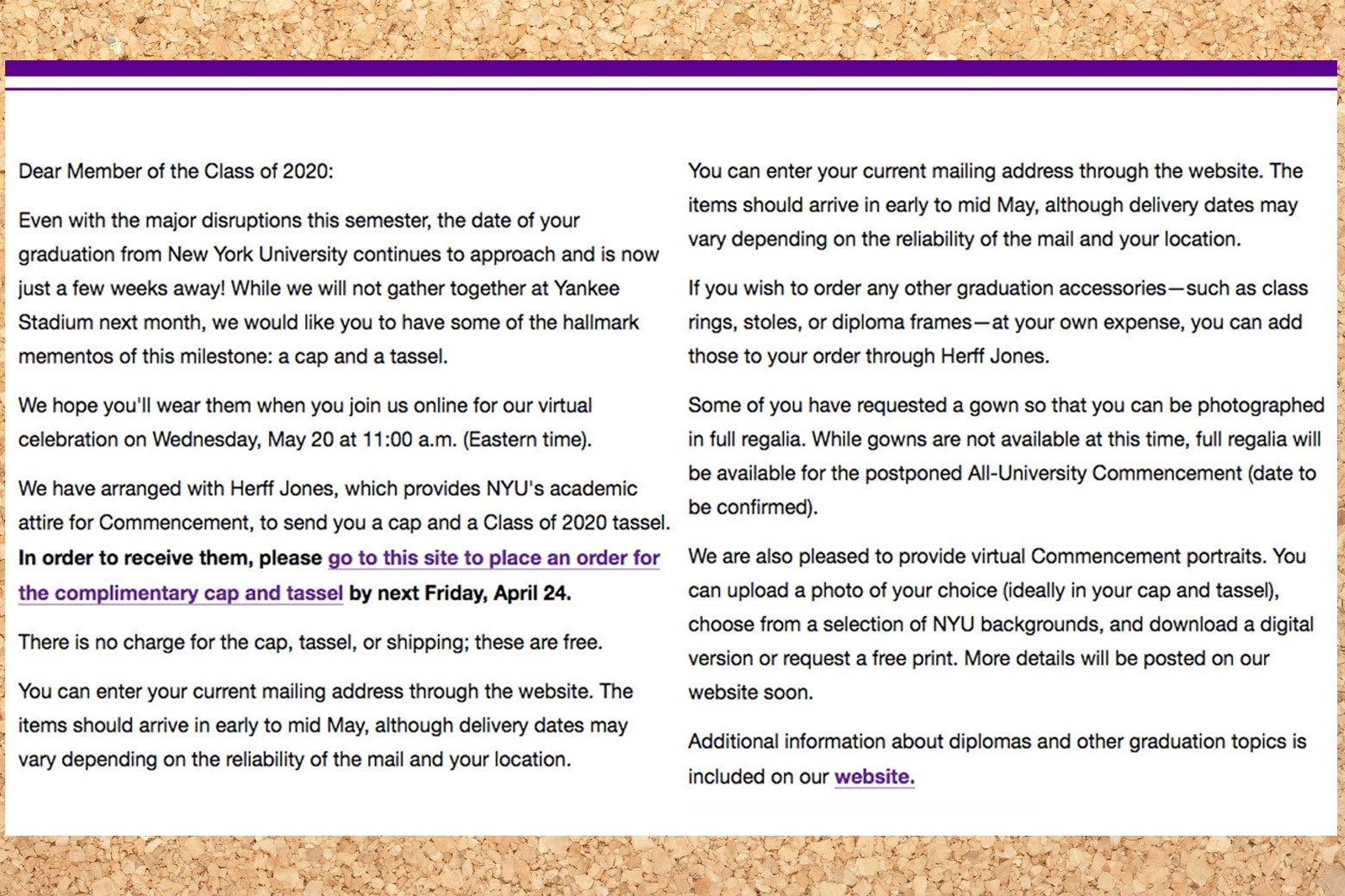 An email from NYU.
