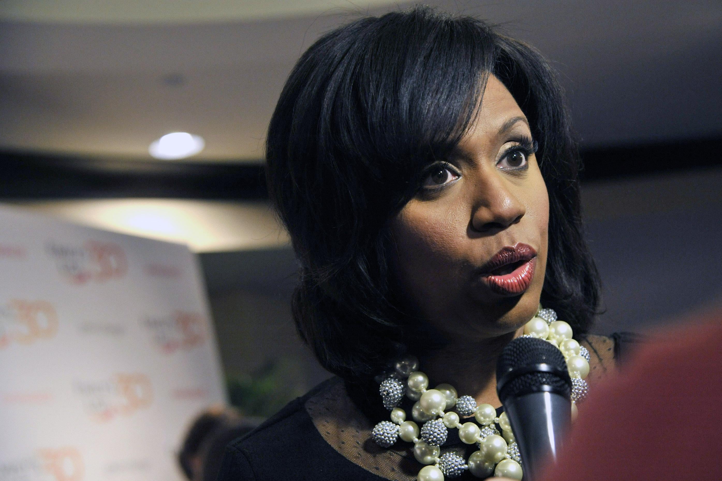 Ayanna Pressley attends an EMILY's List gala in 2015.