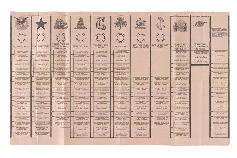 A New York state ballot from 1895. 