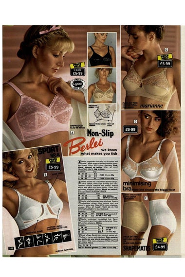 A page from the Littlewoods catalog showing women wearing bras and shapewear.