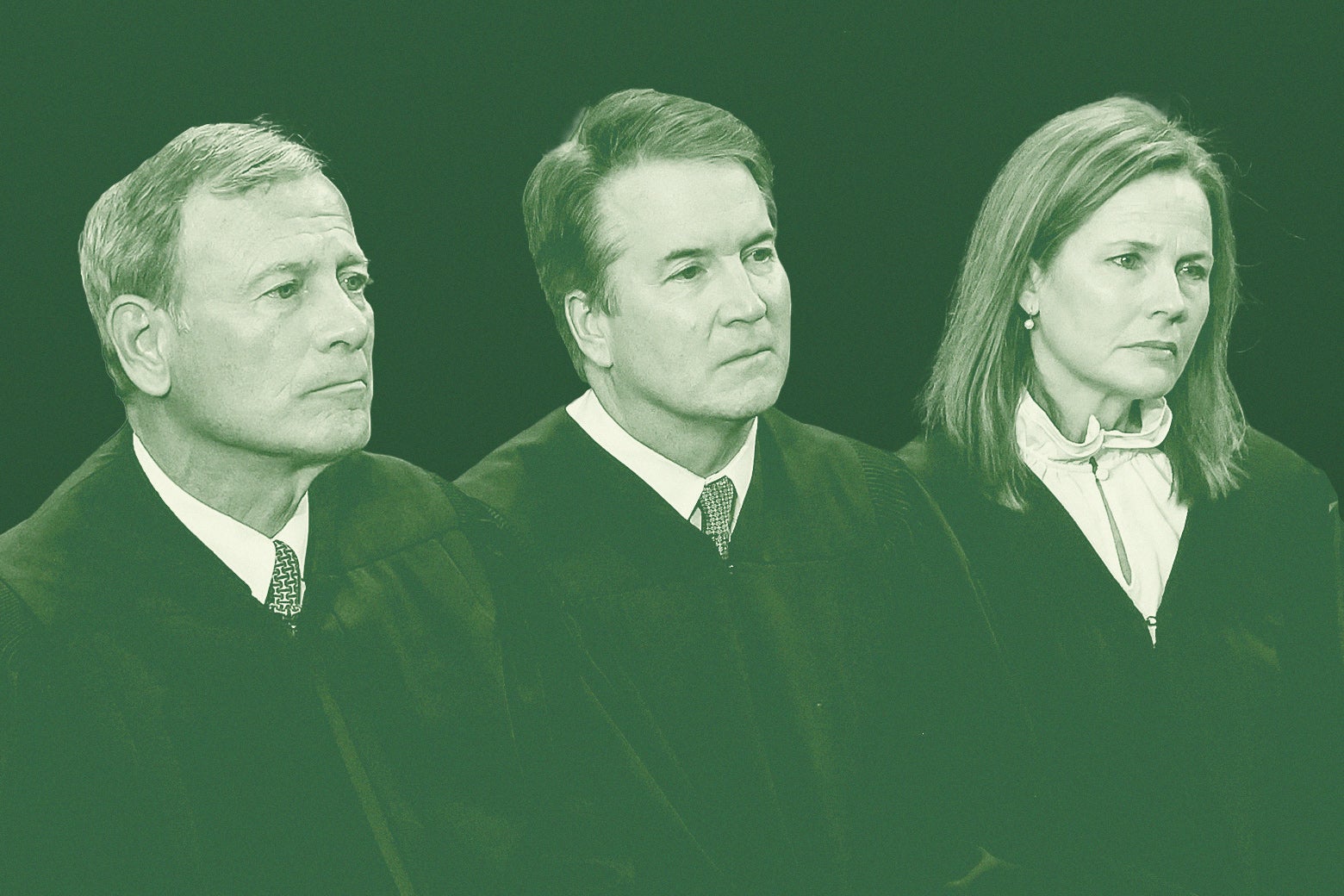 John Roberts, Brett Kavanaugh, Amy Coney Barrett.