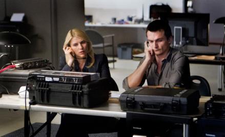 Claire Danes as Carrie Mathison and Rupert Friend as Peter Quinn in Homeland