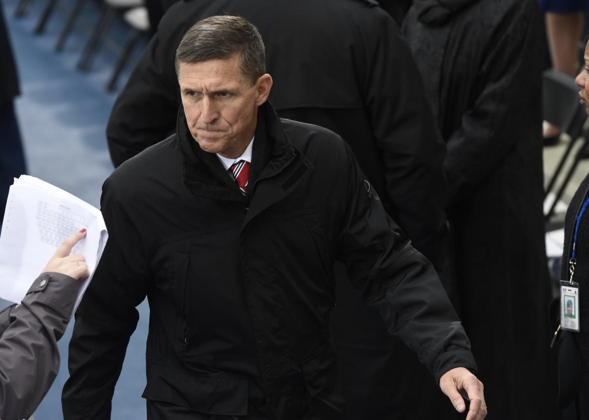 Lieutenant General Michael Flynn (ret.), National Security Advisor Designate speaks during a conference on the transition of the US Presidency from Barack Obama to Donald Trump at the US Institute Of Peace in Washington DC, January 10, 2017.  