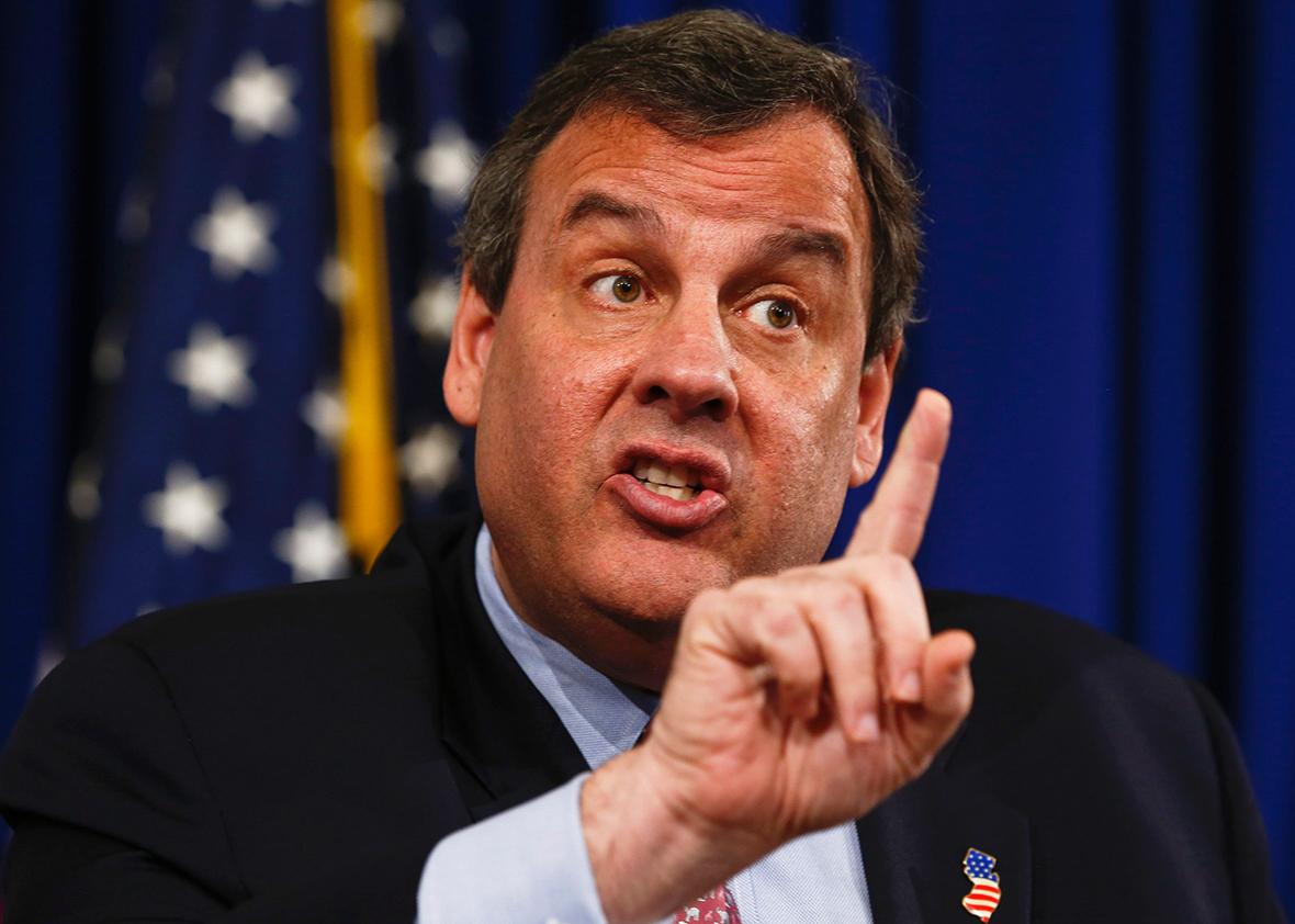 New Jersey Gov. Chris Christie fields questions at a wide-ranging news conference, March 3, 2016 at the Statehouse in Trenton, New Jersey.  