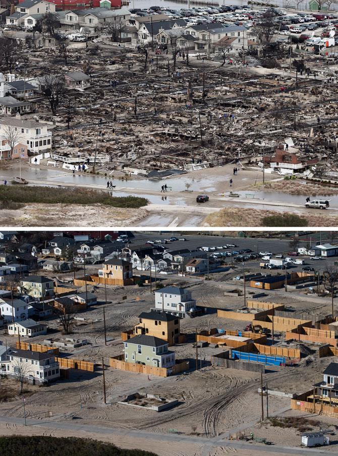 Superstorm Sandy in the Breezy Point neighborhood of the Queens borough of New York City.
